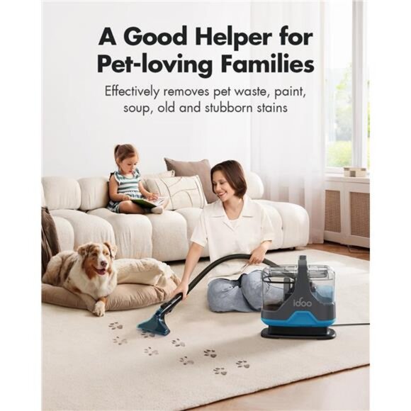 Carpet Cleaner Machine, Upholstery Cleaner with 17Kpa Powerful Suction - Picture 6 of 7